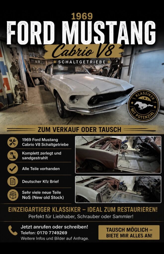 1969 Ford Mustang Cabrio V8 Schalter Projekt